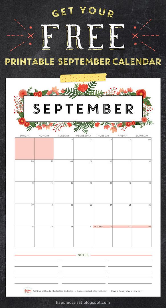 Happiness is... September 2015 Free Printable Calendar and Planner